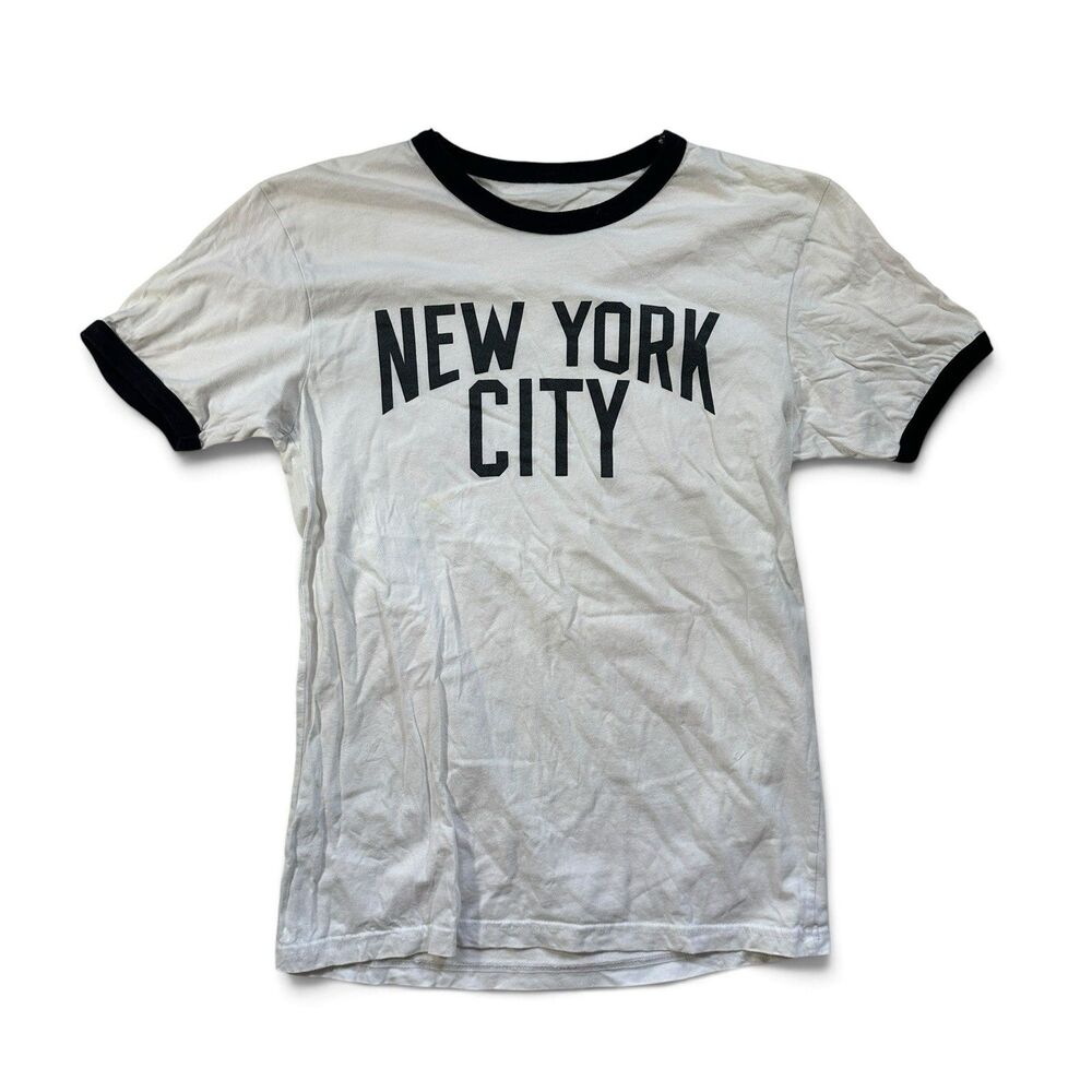 Vintage New York City Ringer T Shirt Small John Lennon NYC White Soft Souvenir